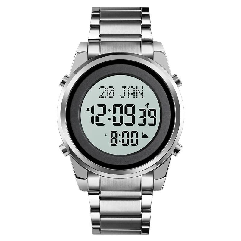 SKMEI - 1734 - Qibla Azan Time Reminder Prayer Watch - silver image 0