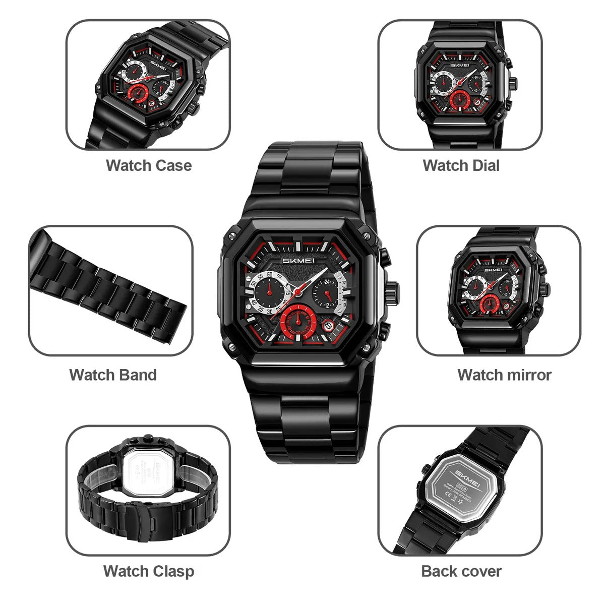 Skmei - 9359 - Quartz Chronograph Heavy-Duty Metal Build - red image 5