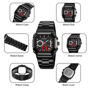 Skmei - 9359 - Quartz Chronograph Heavy-Duty Metal Build - red image 5