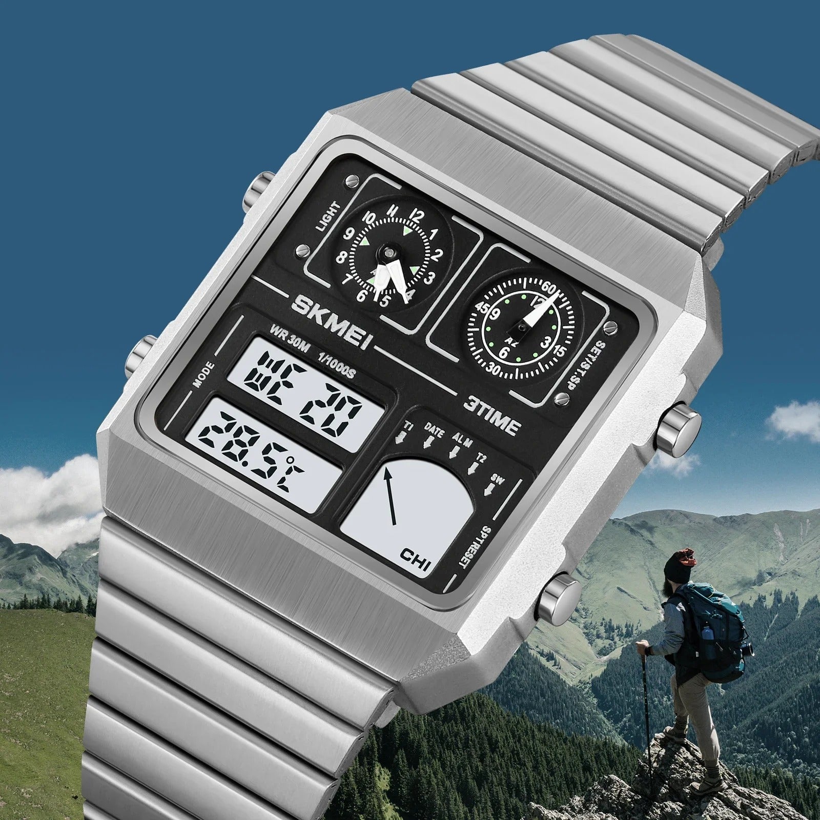 SKMEI 2198 Digital Thermometer Multifunctional Watch - Silver image 4