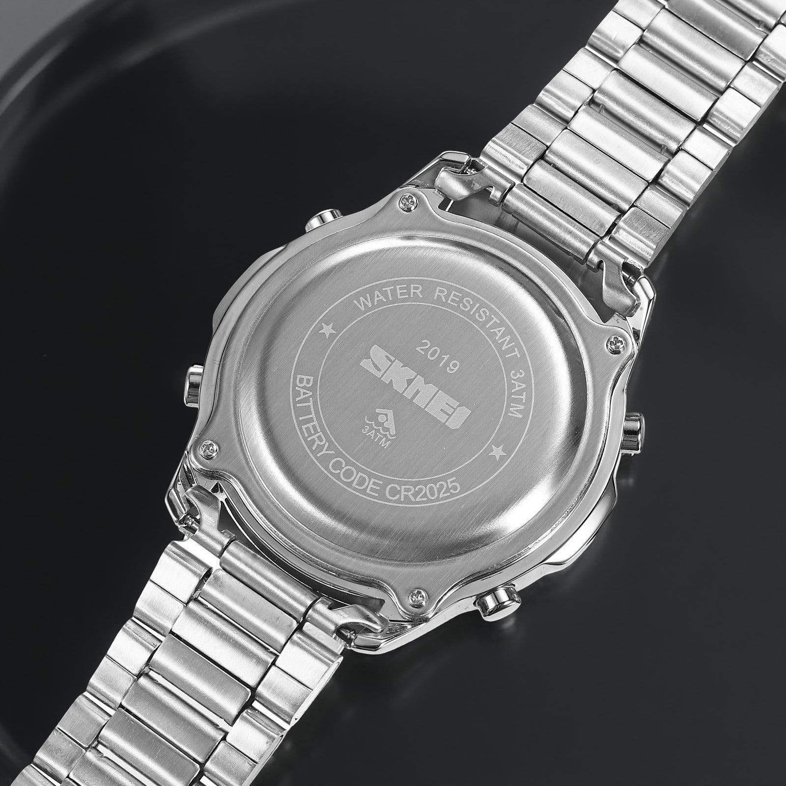 Skmei - 2019 - Advanced Digital Features Dual Time Watch - silver-white image 2