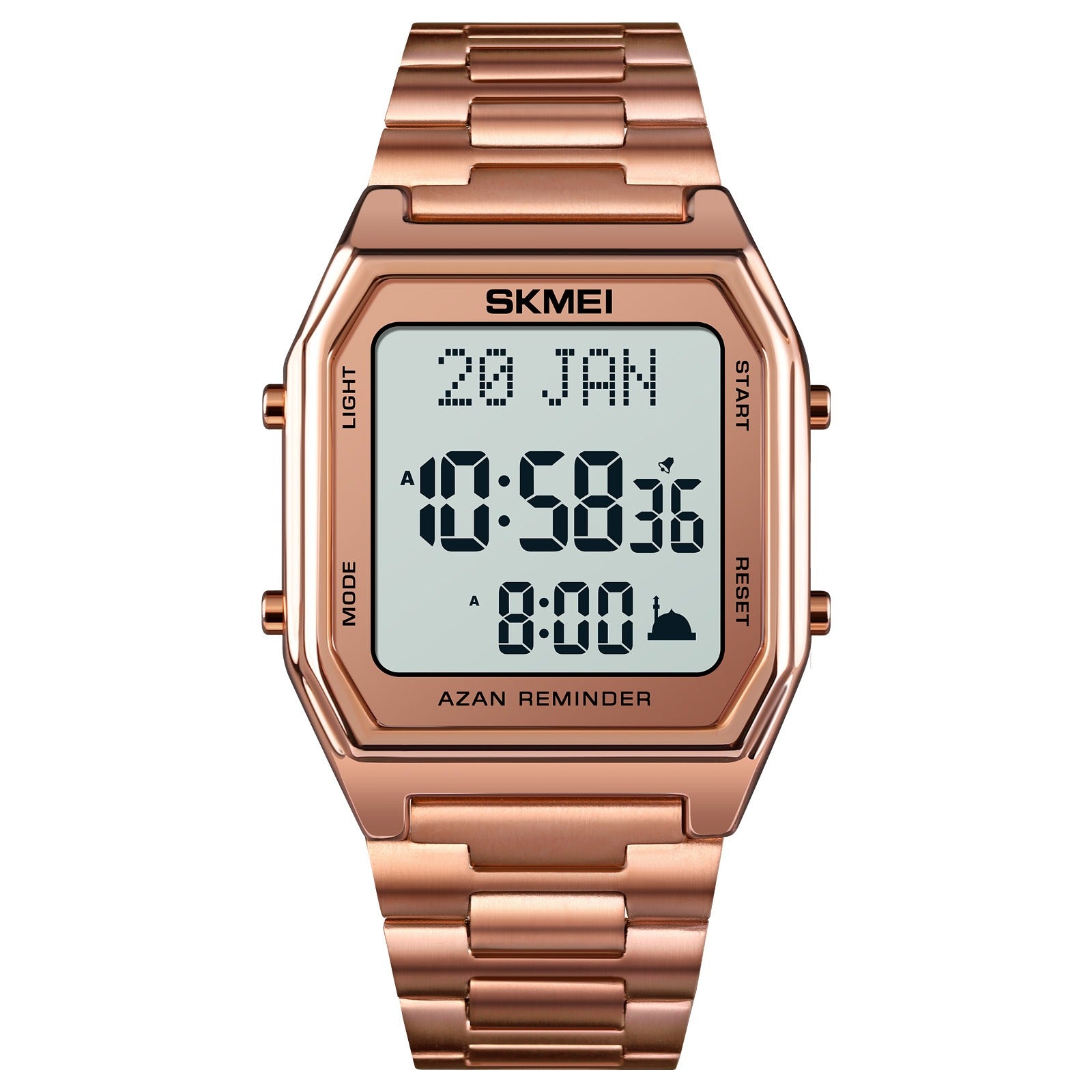 SKMEI - 1763 - Qibla Azan Time Reminder Prayer Watch - rose gold/white image 0