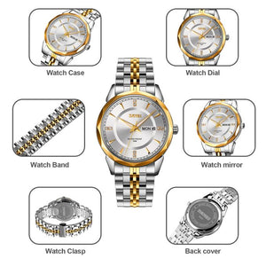 SKMEI - 9268 - Quartz Stainless Steel Luxury Analog Watch - silver/gold-silver image 4
