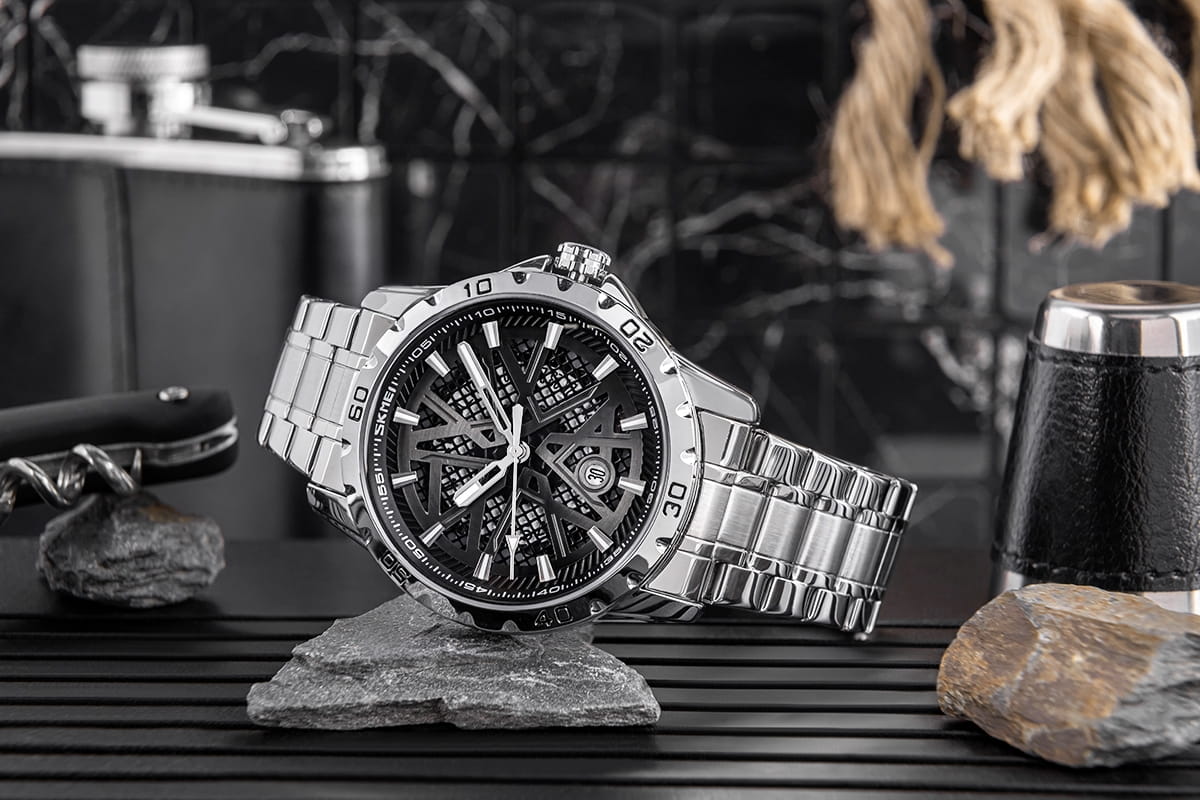 Skmei - 9337 - Digital Stainless Steel Watch - Silver/Black image 4