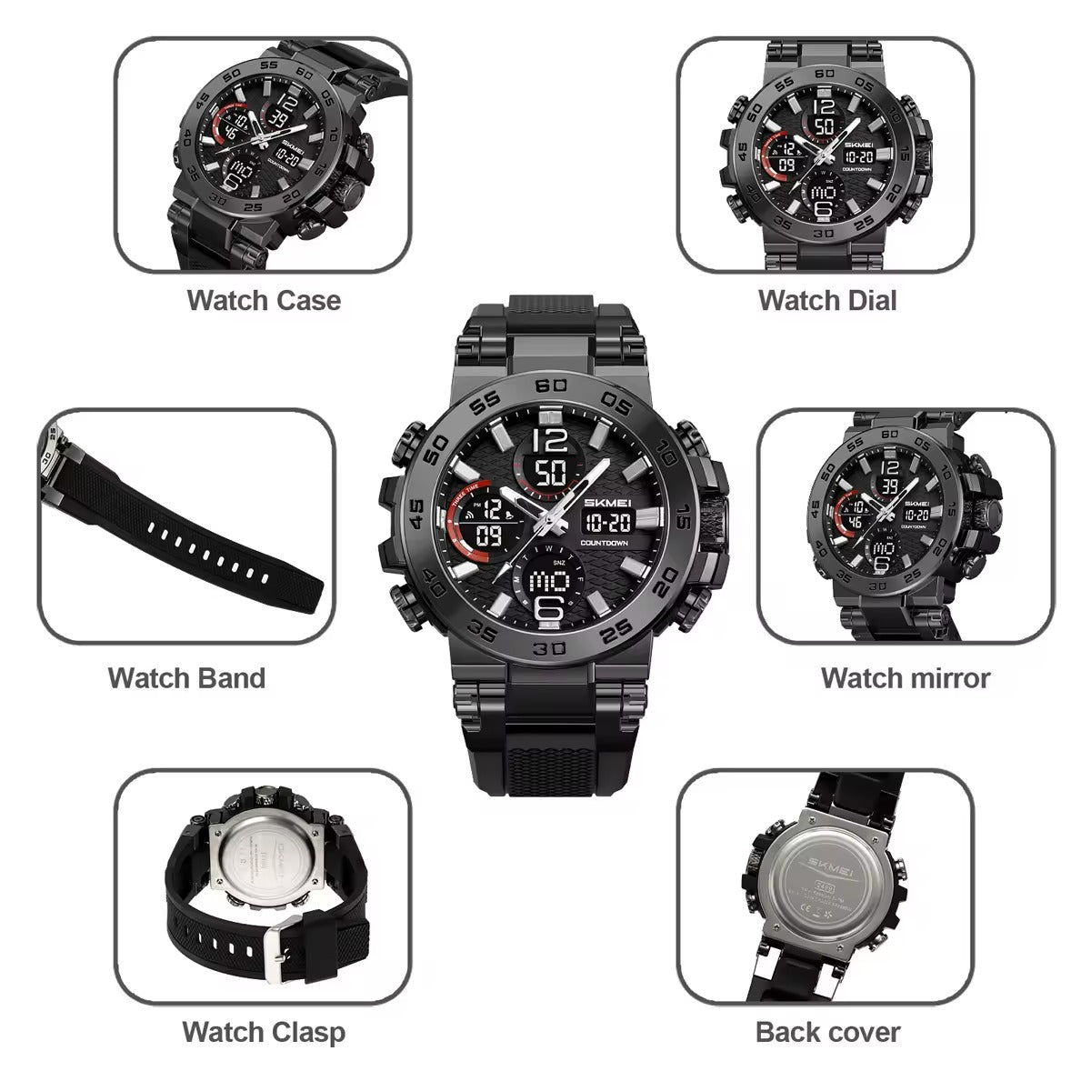 Skmei - 2499 - Analog Digital Dial Display - Black image 3