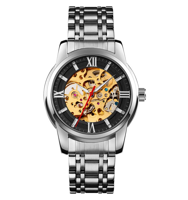 SKMEI - 9222 - Luxury Automatic Skeleton Watch - silver/black image 0