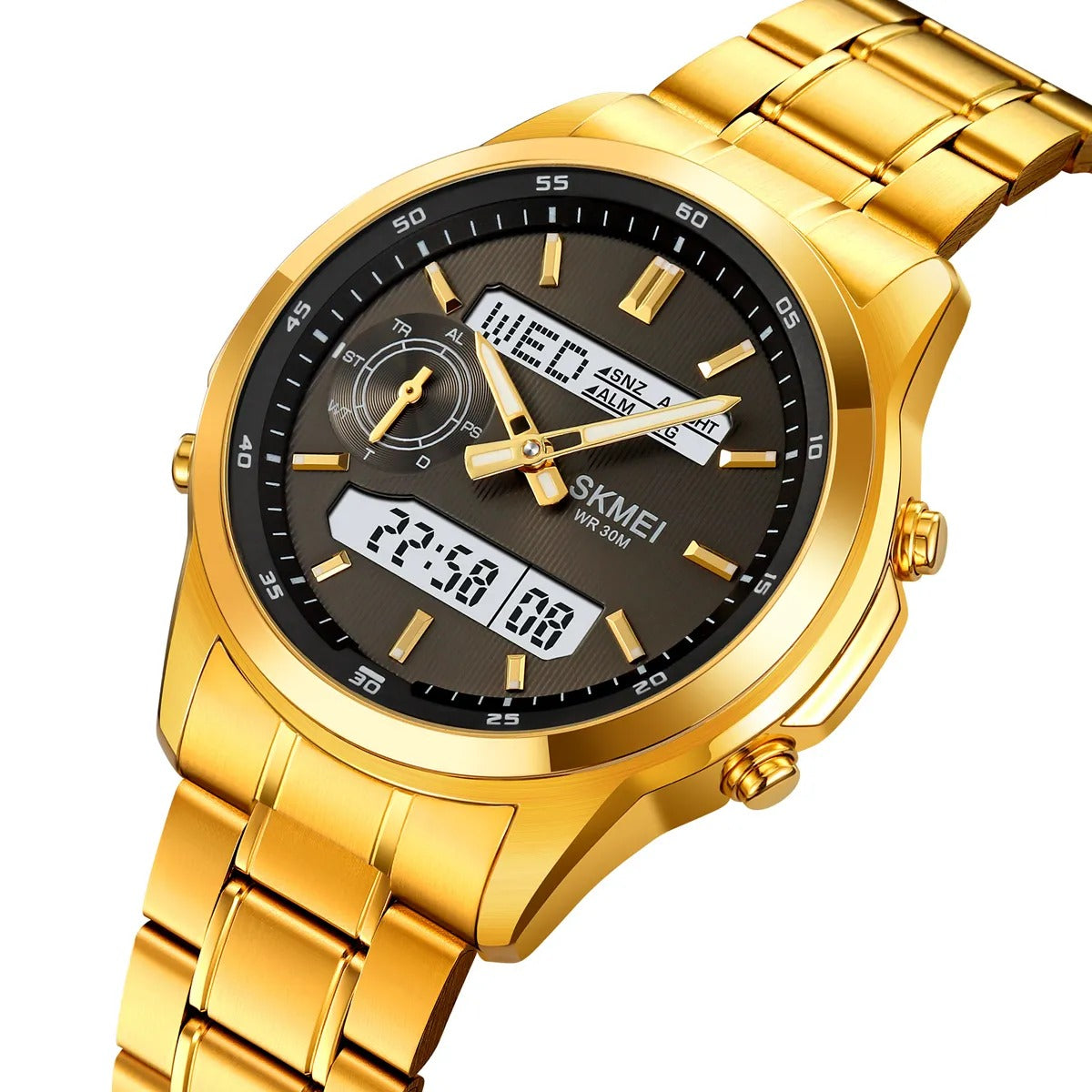 SKMEI - 2284 - World Master Dual Display Watch - Gold image 0