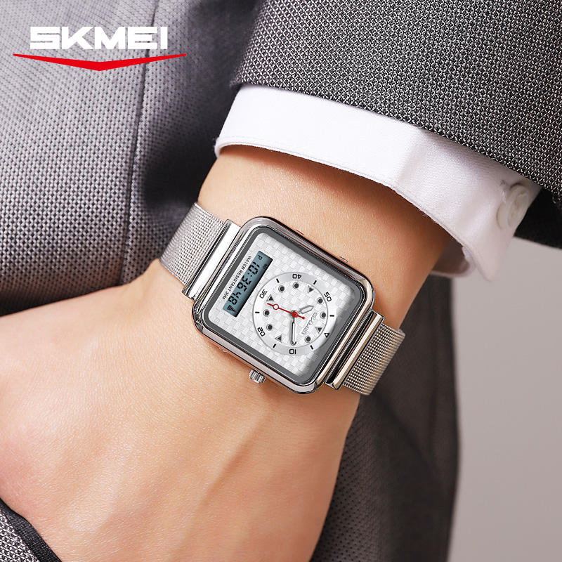 SKMEI - 2466 - Dual Display Time Quartz Watch - Silver image 4