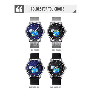 Skmei - 9283 - Classic Analog Galaxy Dial Watch - blue-leather image 3