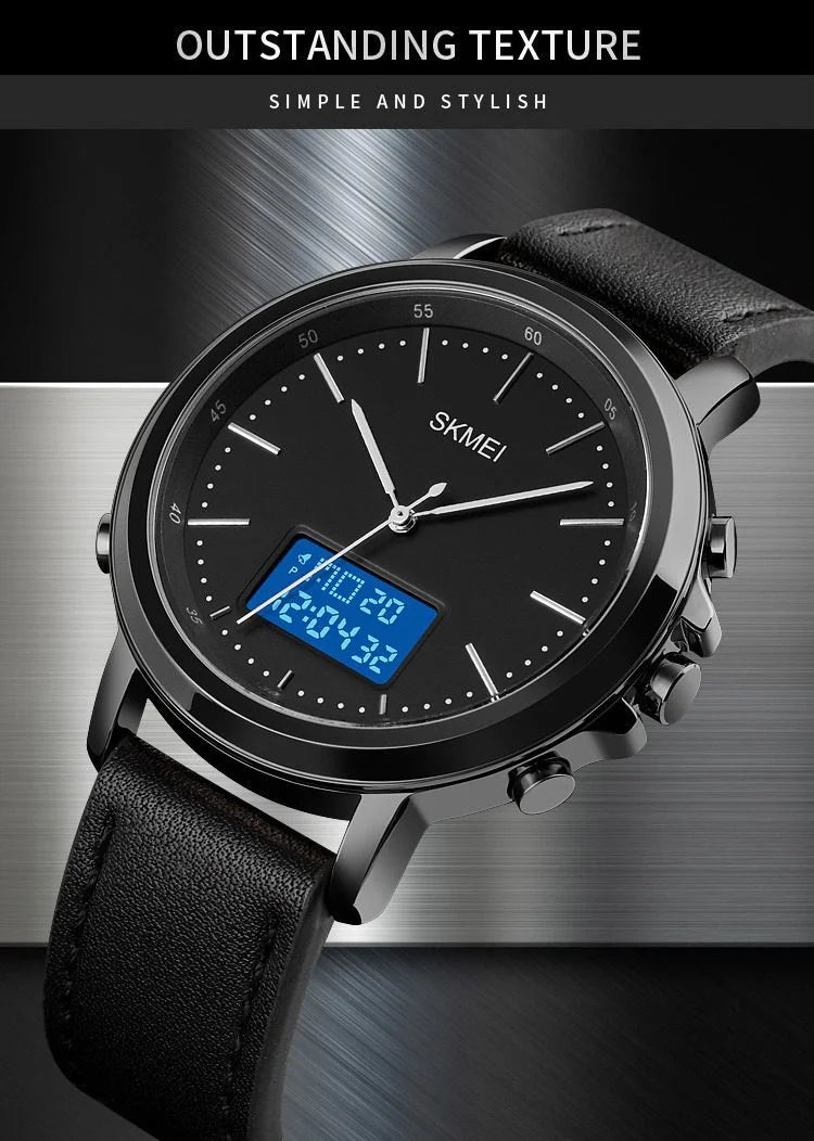 Skmei - 1652 (Strap) - Multifunctional Waterproof - Black/Black-Leather image 1