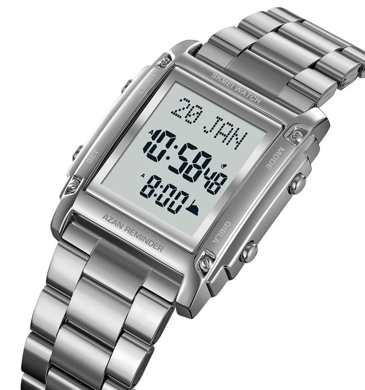 SKMEI - 2277 - Qibla Azan Time Reminder Prayer Watch - silver image 1