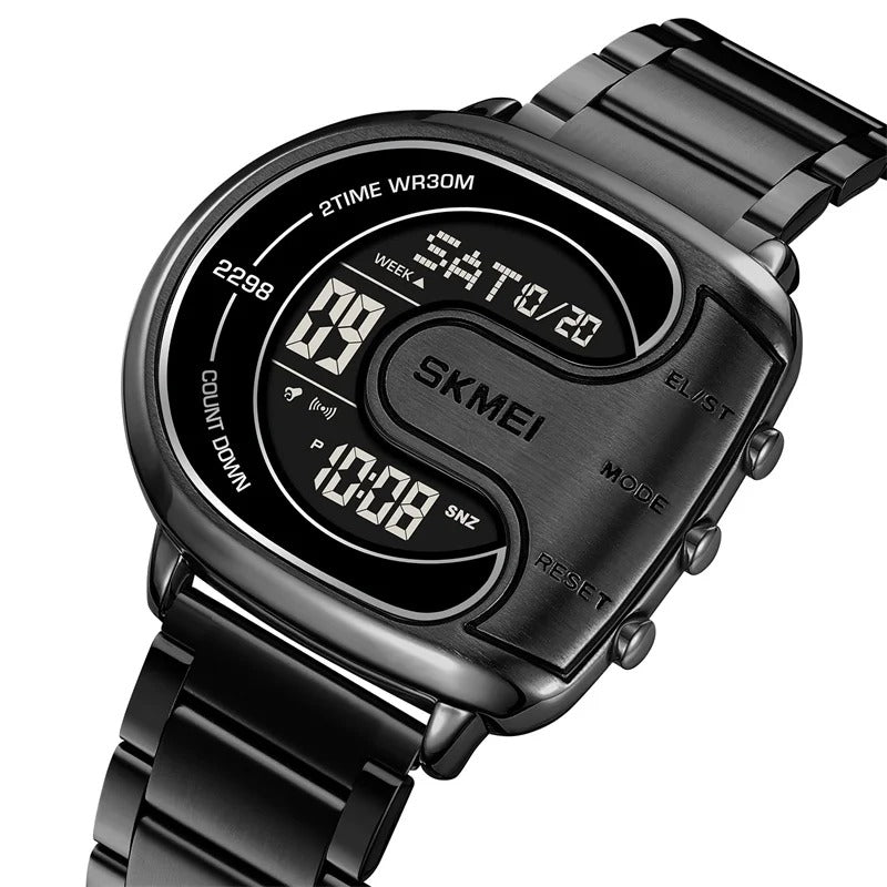 SKMEI 2298 Digital Chronograph Sports Wristwatch - Black/black image 1