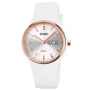 SKMEI 2057 Elegant Day & Date Quartz Watch - White