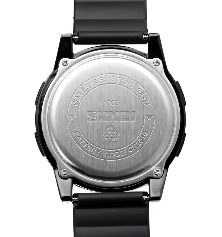 SKMEI - 1502 - Digital Thin Dial Waterproof Wrist Watch - black/black image 6