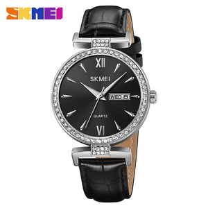 SKMEI 2090 Luxury Crystal Ladies Watch - Silver/Black