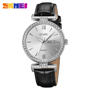 SKMEI 2090 Luxury Crystal Ladies Watch - Silver/Silver