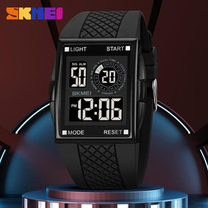 SKMEI - 1967 - Digital LED Multifunction Alarm Electronic Waterproof Watch - Black/Black image 2