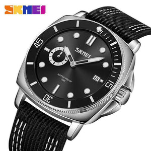 SKMEI 9328 Analog Quartz Nylon Strap Casual Watch - Black image 1
