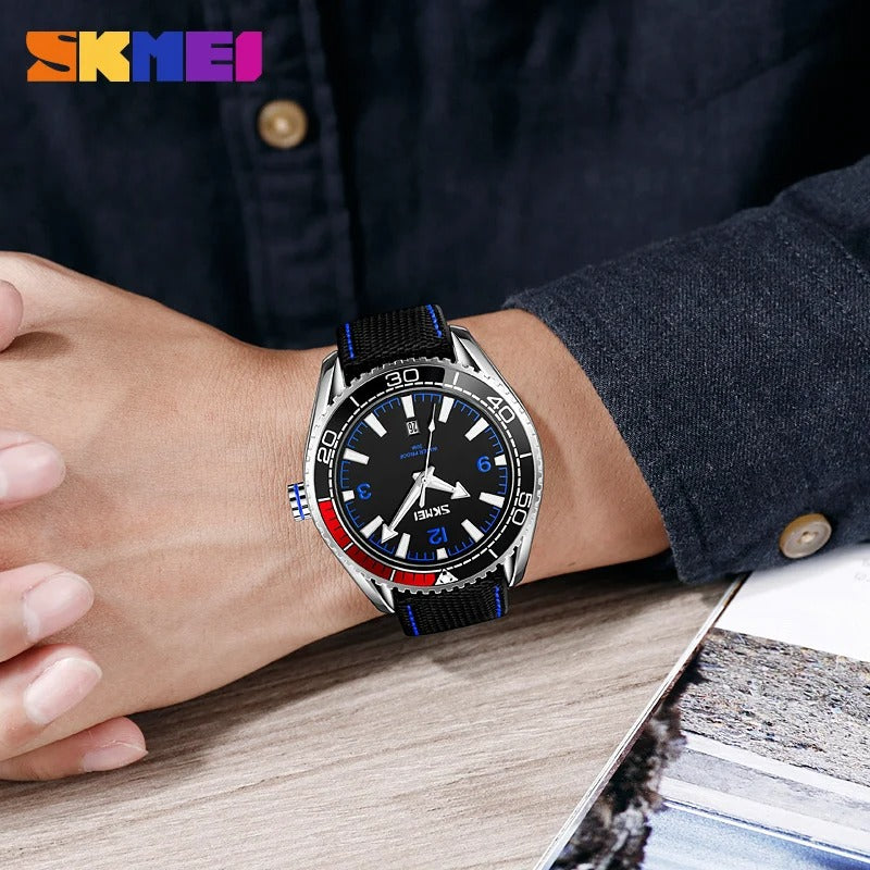 Skmei - 9291 - Fashion Business Genuine Strap Waterproof - Blue image 1