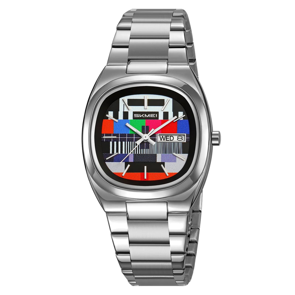 Skmei – 9375 – Business Gentleman Vintage Watch – Silver/Colorful image 1