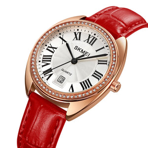 SKMEI 2183 Classic Roman Numeral Ladies Watch - Rosegold/Red