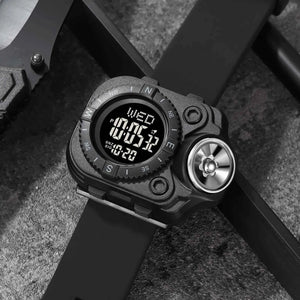 SKMEI 2187 Powerful Digital Flashlight Sports Watch - Black/Black