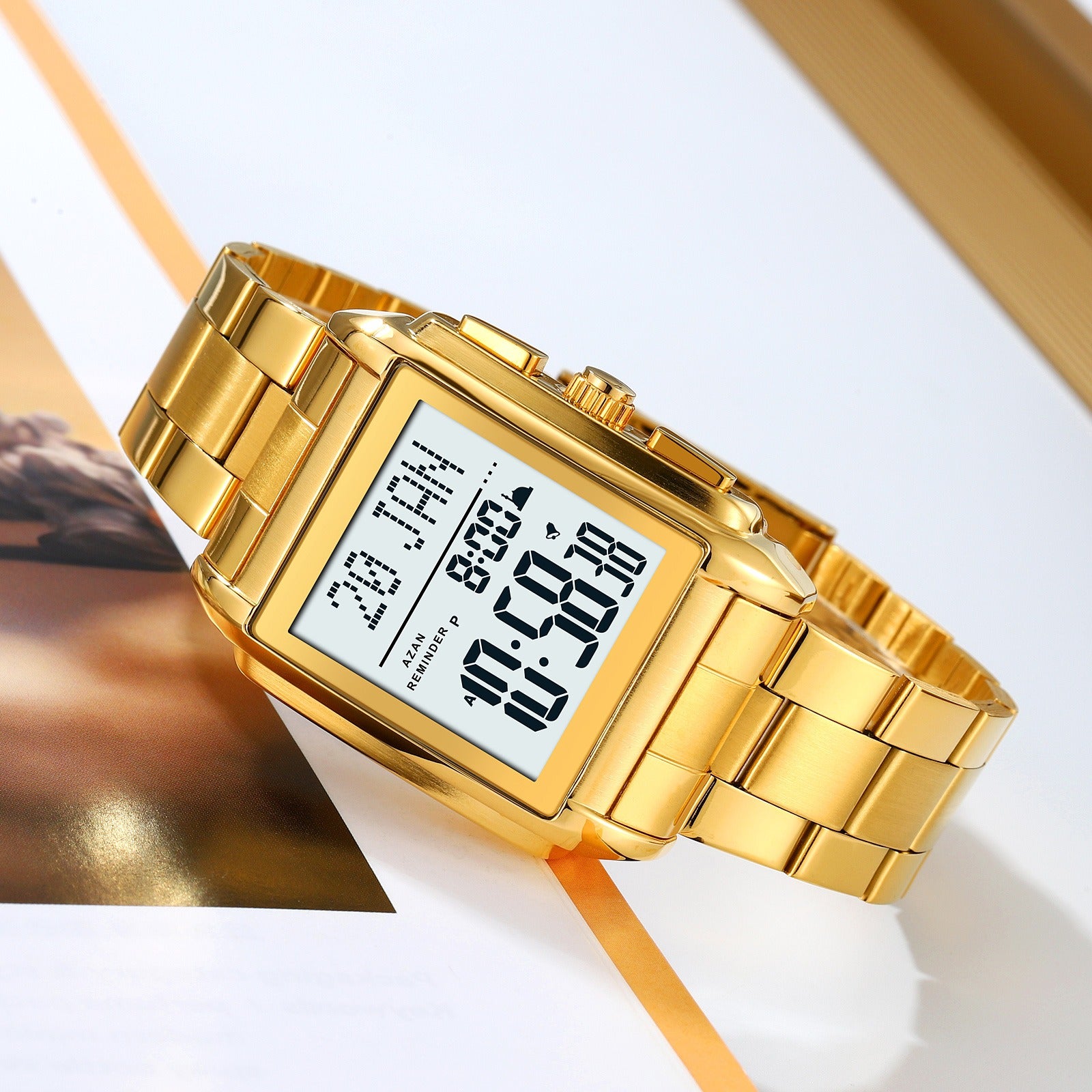 SKMEI - 2405 - Qibla Azan Time Reminder Prayer Watch - gold image 4