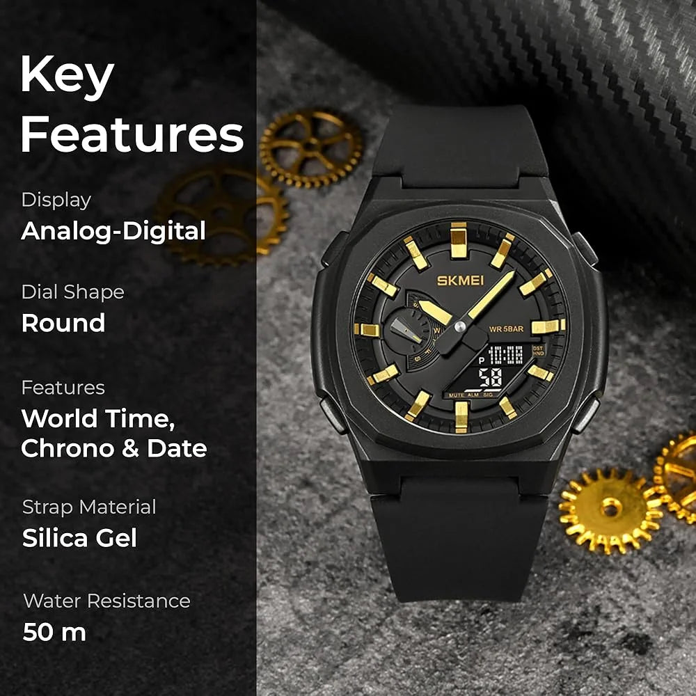 Skmei - 2091 - Digital Analog - Black/Gold-White image 5
