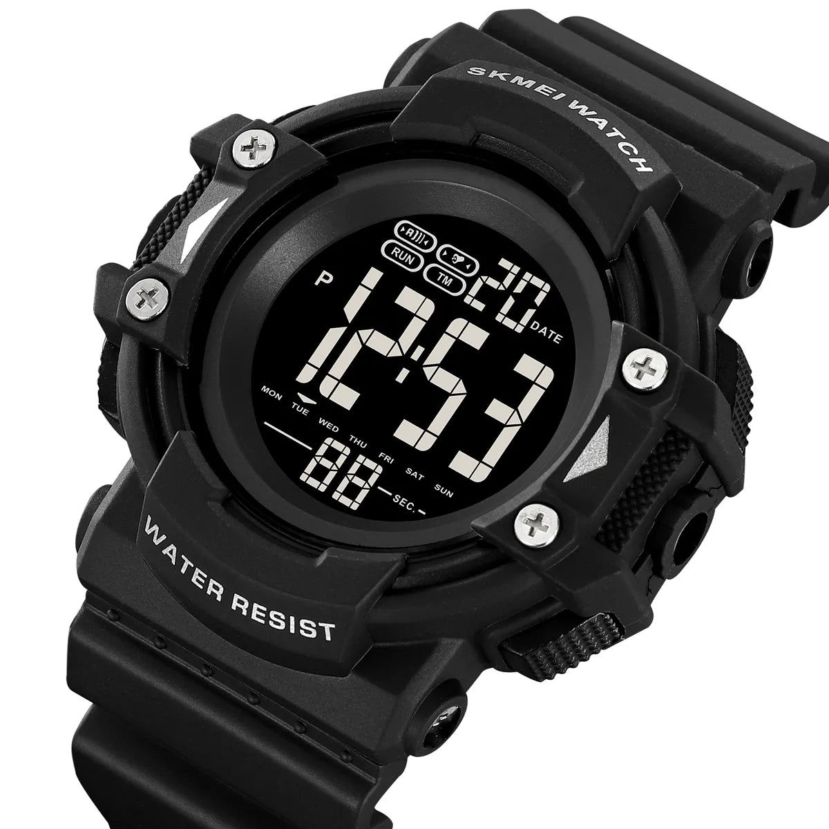SKMEI 2195 Rugged Digital Sports Watch - Black/Black
