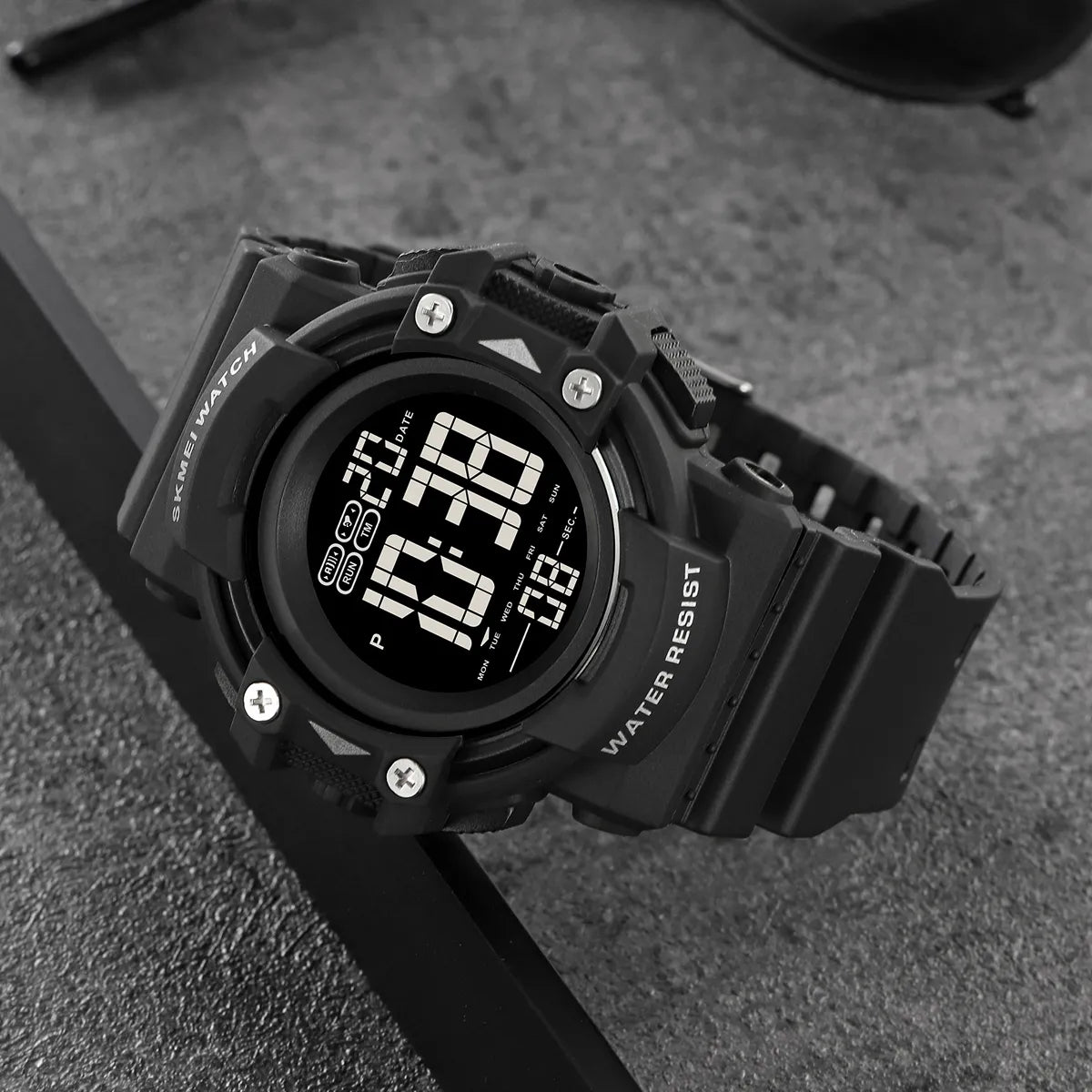 SKMEI 2195 Rugged Digital Sports Watch - Black/Black