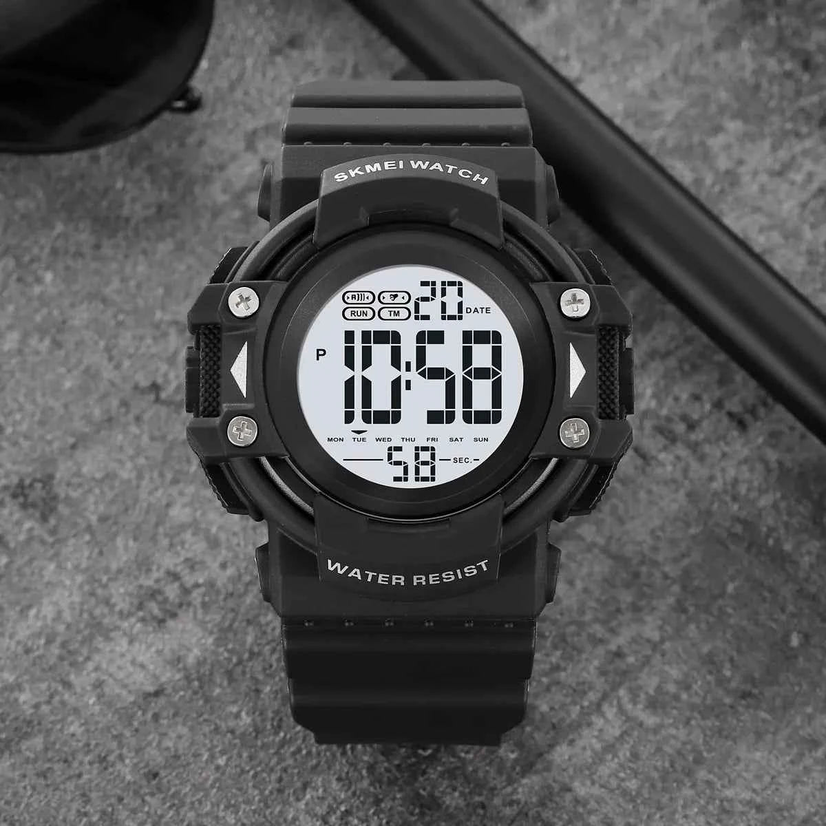 SKMEI 2195 Rugged Digital Sports Watch - Black/White
