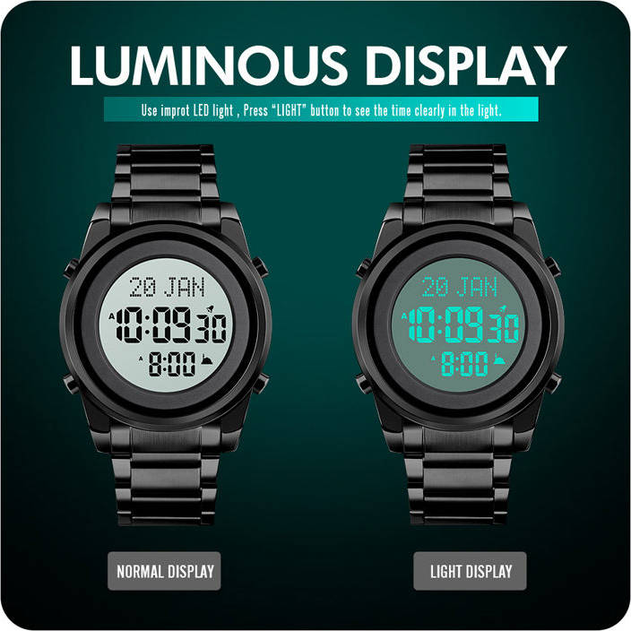 SKMEI - 1734 - Qibla Azan Time Reminder Prayer Watch - black image 1