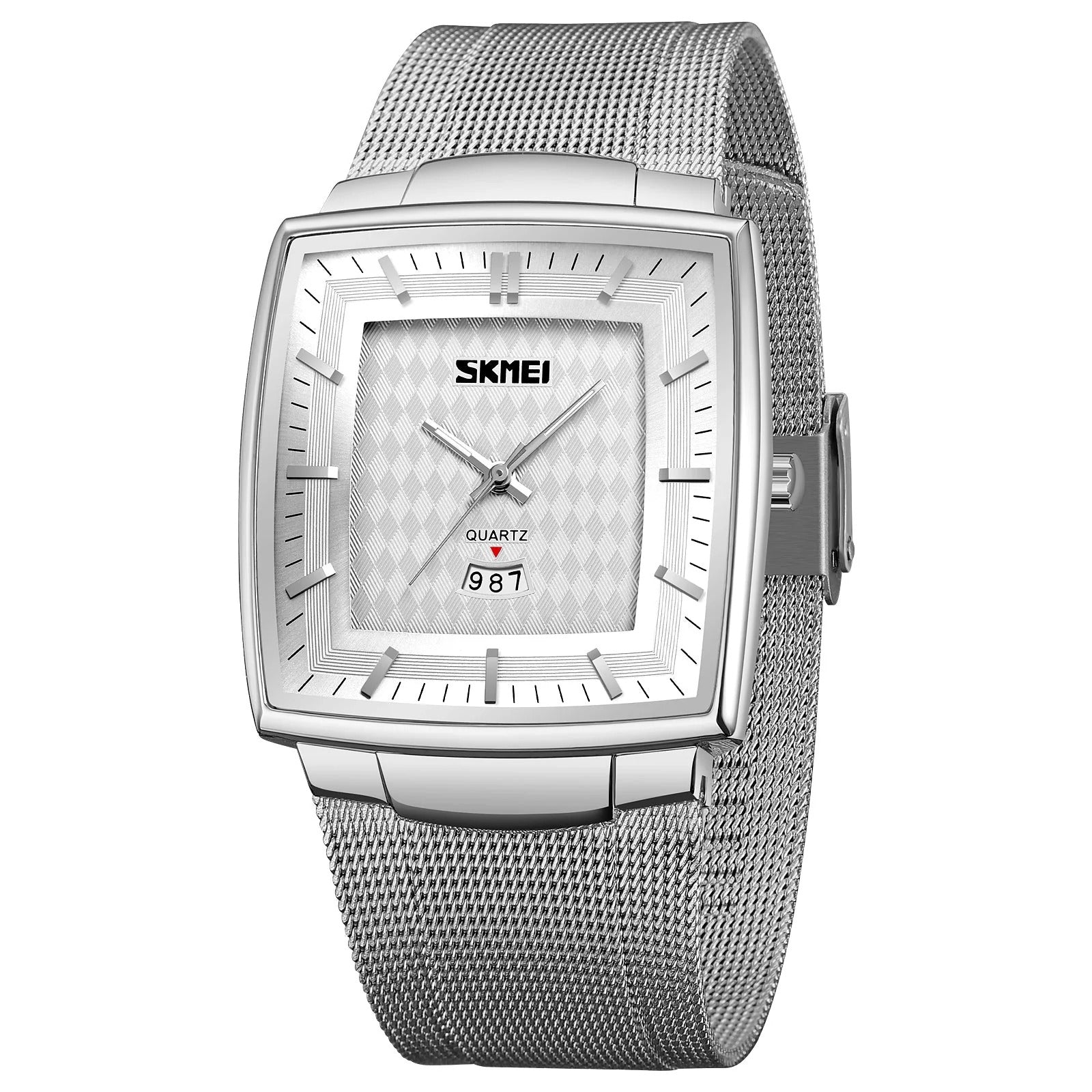 SKMEI - 9311 - Elegant Square Quartz Mesh Edition Watch - silver/silver image 0