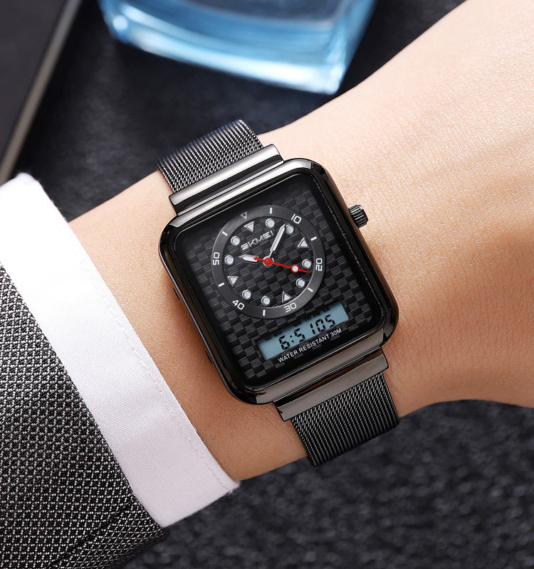 SKMEI - 2466 - Dual Display Time Quartz Watch - Black image 2