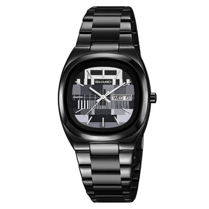 Skmei – 9375 – Business Gentleman Vintage Watch – Black/Grey image 1