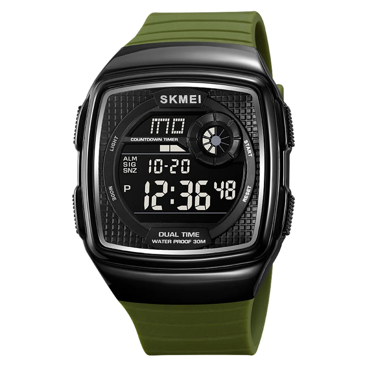 SKMEI 2208 Bold Square Digital Sports Watch - ArmyGreen