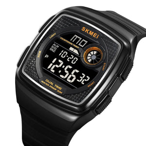 SKMEI 2208 Bold Square Digital Sports Watch - Black/Gold