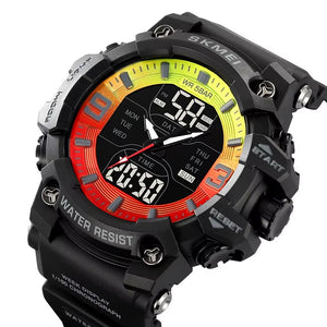 SKMEI 2222 Heavy Duty Dual Time Sports Watch - Black/Colorful
