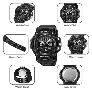 SKMEI 2226 Rugged 3-Time Digital Sports Watch - Black
