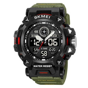 SKMEI 2226 Rugged 3-Time Digital Sports Watch - ArmyGreen