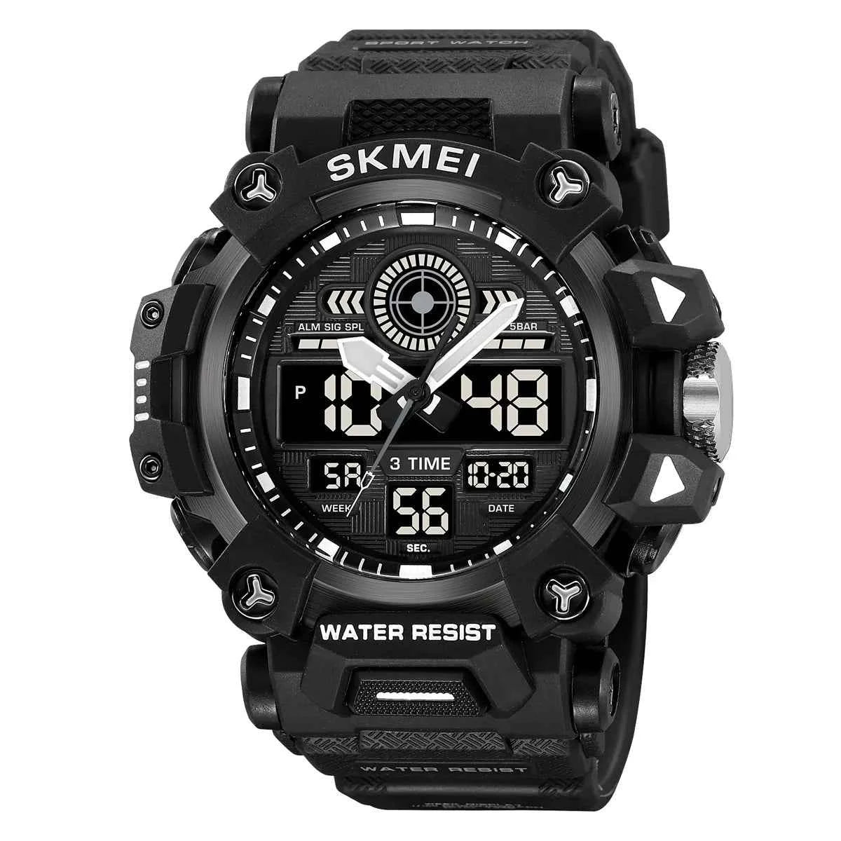 SKMEI 2226 Rugged 3-Time Digital Sports Watch - Black
