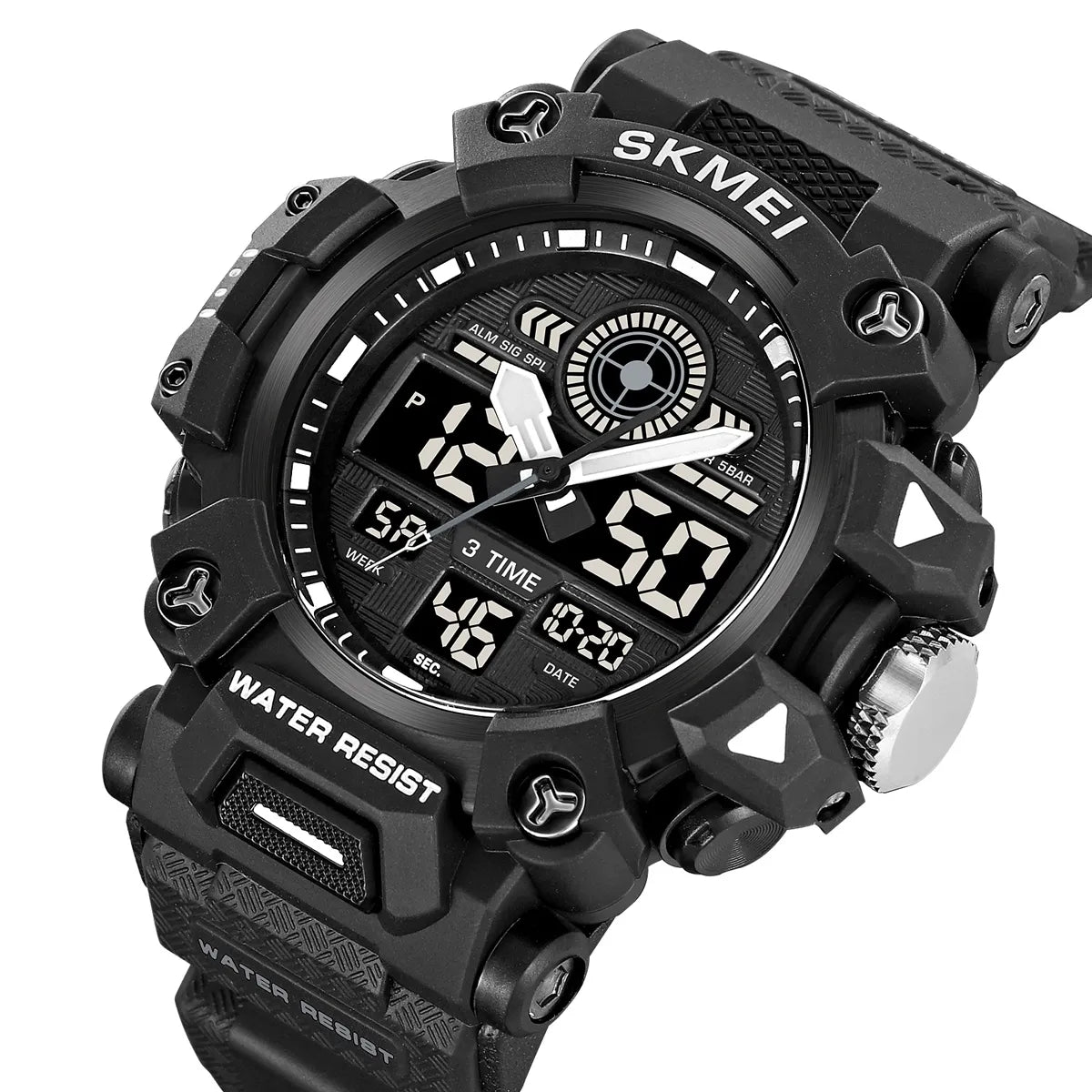 SKMEI 2226 Rugged 3-Time Digital Sports Watch - Black