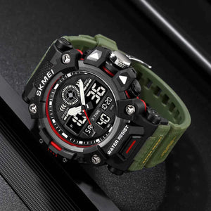 SKMEI 2226 Rugged 3-Time Digital Sports Watch - ArmyGreen