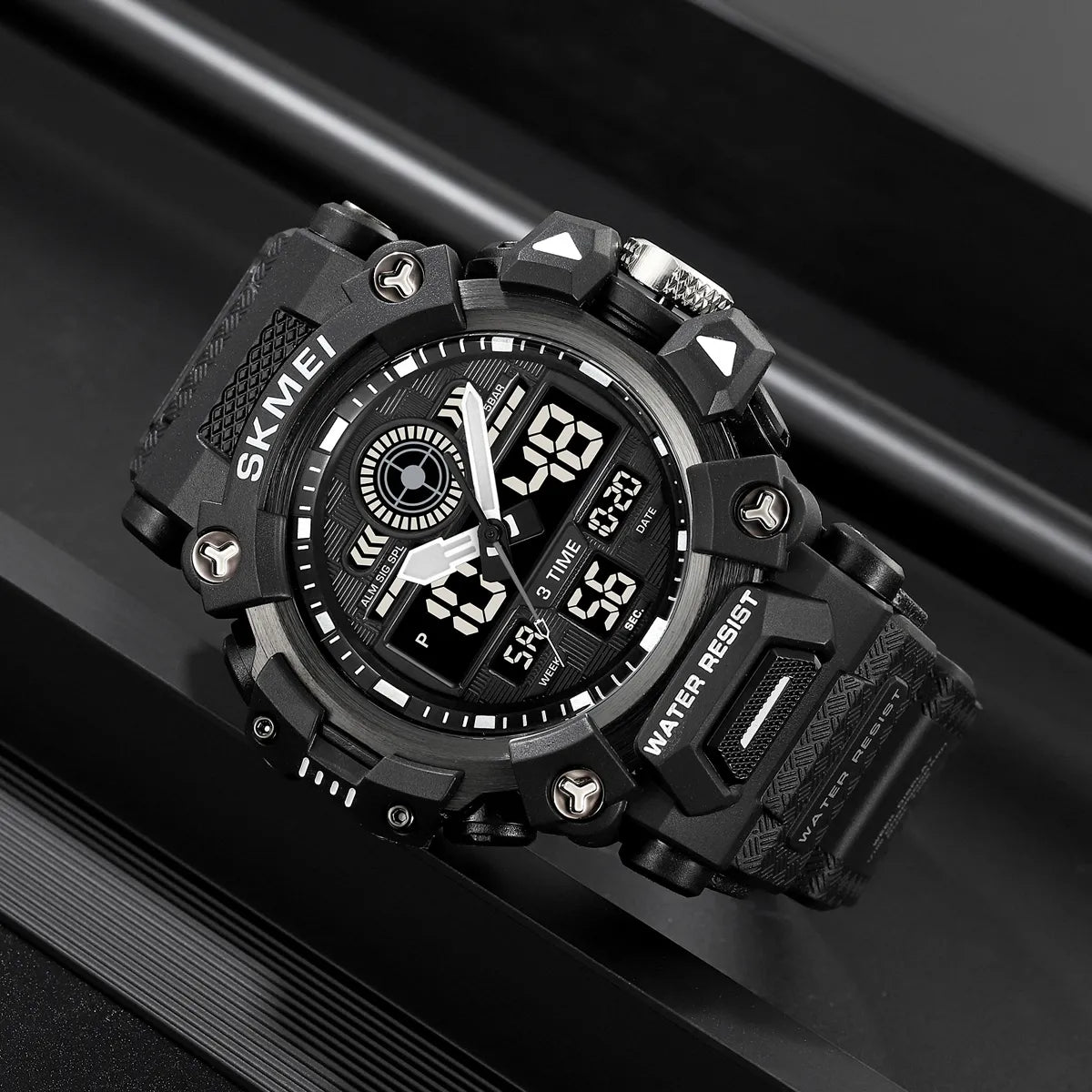SKMEI 2226 Rugged 3-Time Digital Sports Watch - Black