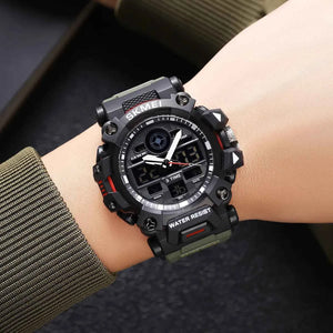 SKMEI 2226 Rugged 3-Time Digital Sports Watch - ArmyGreen