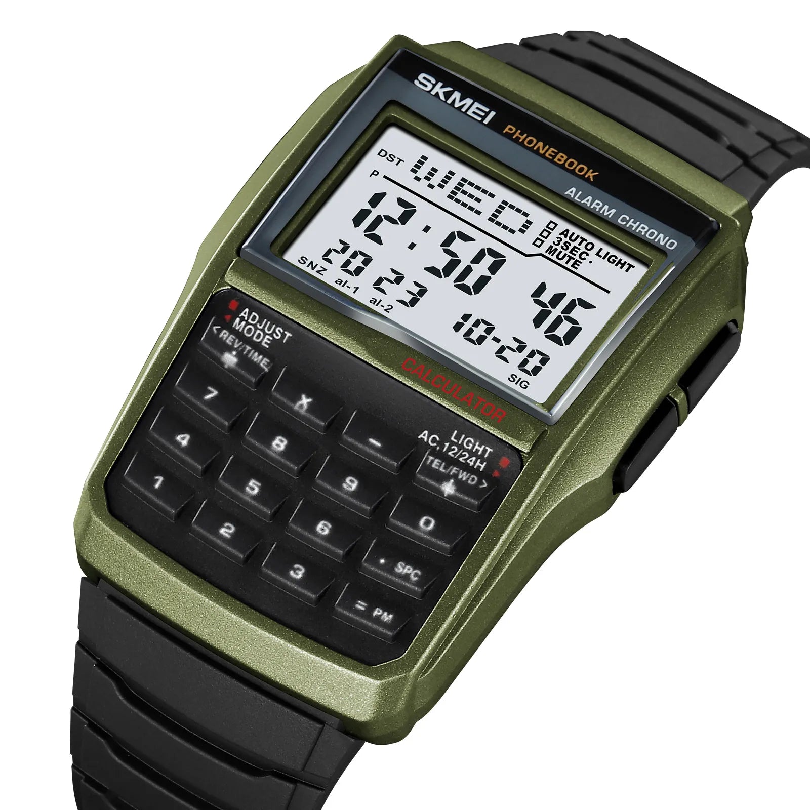 SKMEI 2255 Calculator Digital Watch - ArmyGreen