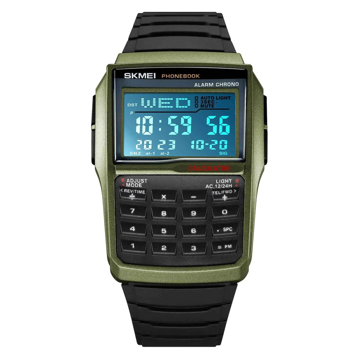 SKMEI 2255 Calculator Digital Watch - ArmyGreen