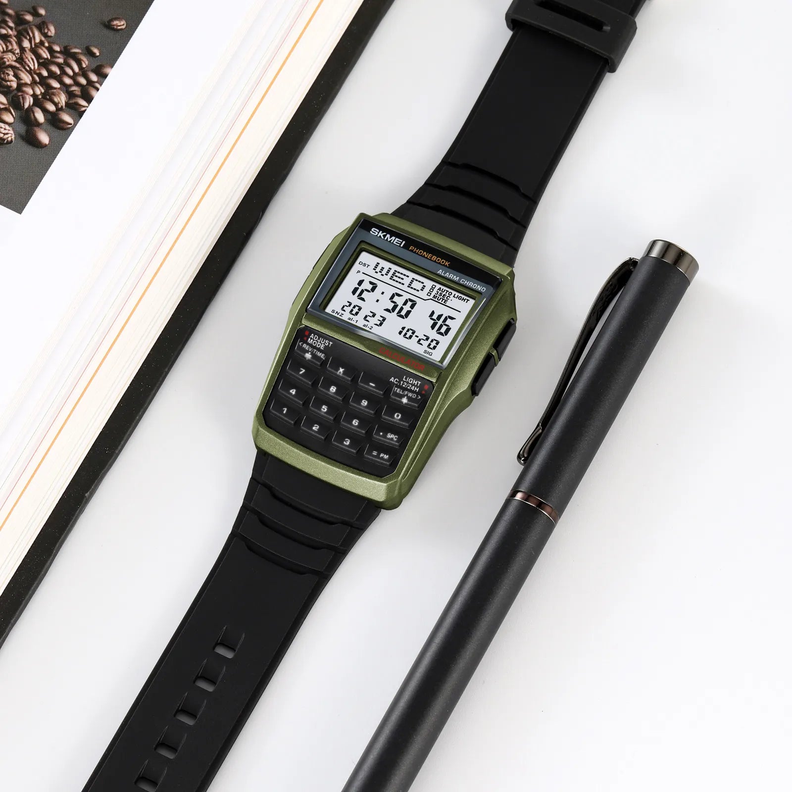 SKMEI 2255 Calculator Digital Watch - ArmyGreen