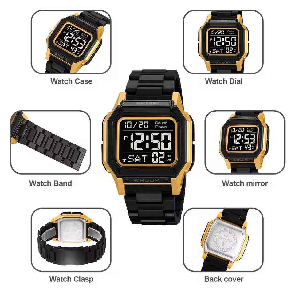 SKMEI 2264 Multifunctional Sport Watch - Black/Gold/Black
