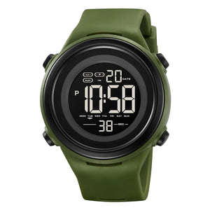 SKMEI 2265 Sleek Round Digital Sports Watch - ArmyGreen